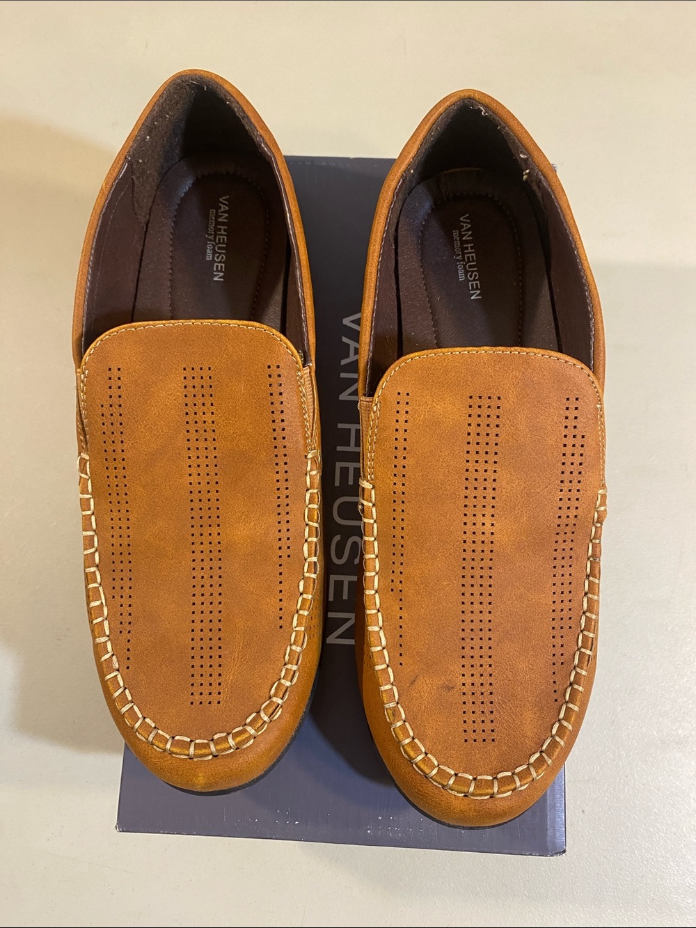 Van Heusen Tan Perforated Slip-On Loafers
